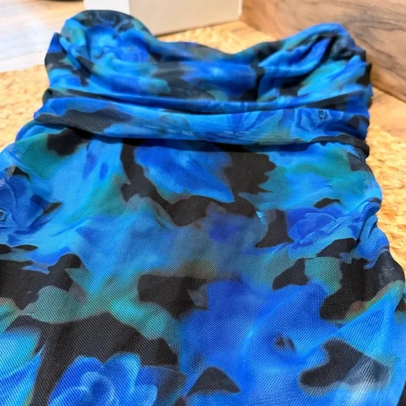 AKIRA Vibrant Blue and Black Patterned Maxi Dress - Picture 3 of 5